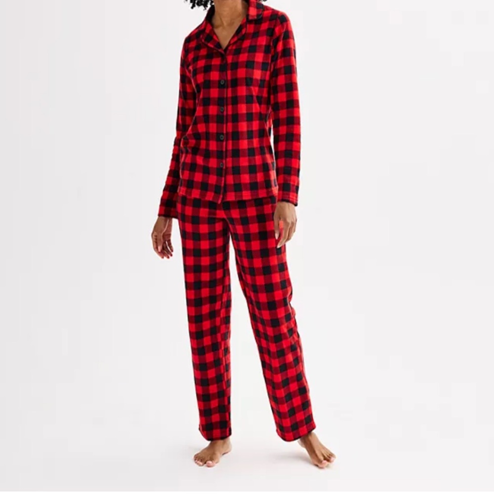 Kohl’s Women's Jammies For Your Families Buffalo Plaid Notch Pajama Set